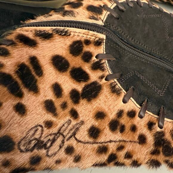 Donald J. Pliner Couture SIGNED boots leather calf hair animal print 7.5 - Picture 2 of 16